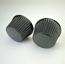 Classic Tube Radio Knobs 2pc 1920s-30s Deco Black Bakelite 1/4" D Shaft Vintage