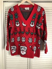 Vintage 80s Croquet Club Women s Christmas Sweater Santa Medium