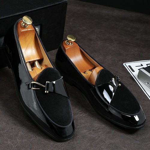 Mens Leather Shoes Metallic Shoes Flats 