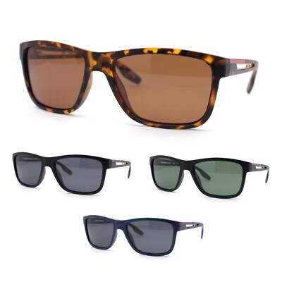 Mens Polarized Antiglare Rectangular Sport Horn Rim Agent Sunglasses