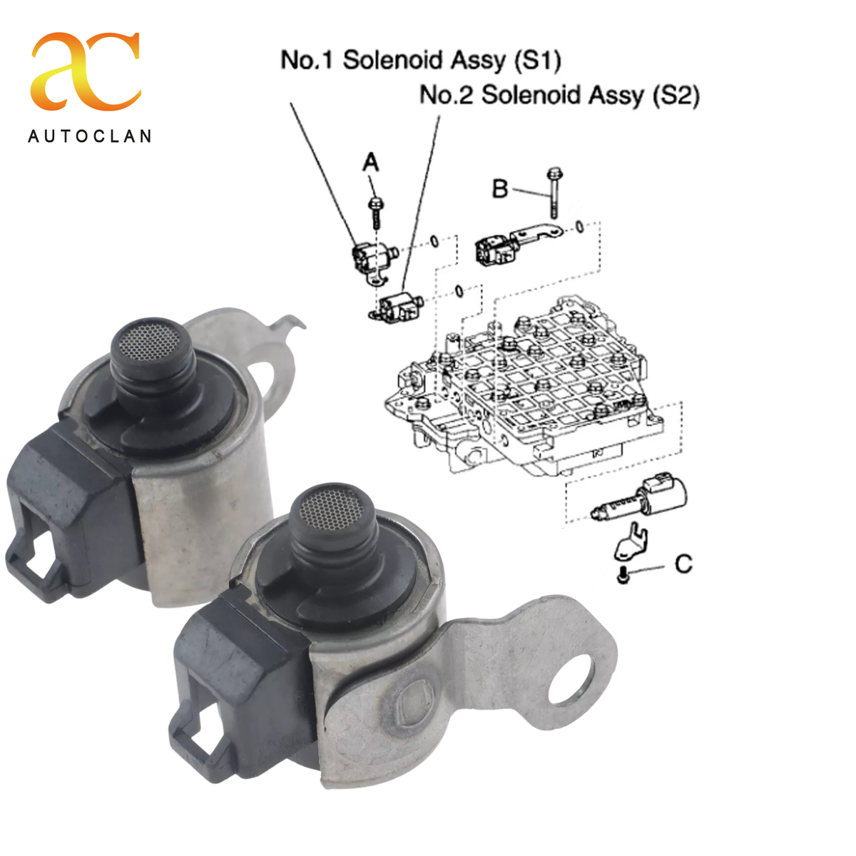 2 Pcs Transmission Shift Solenoid S1 & S2 for 2003-2006 Toyota