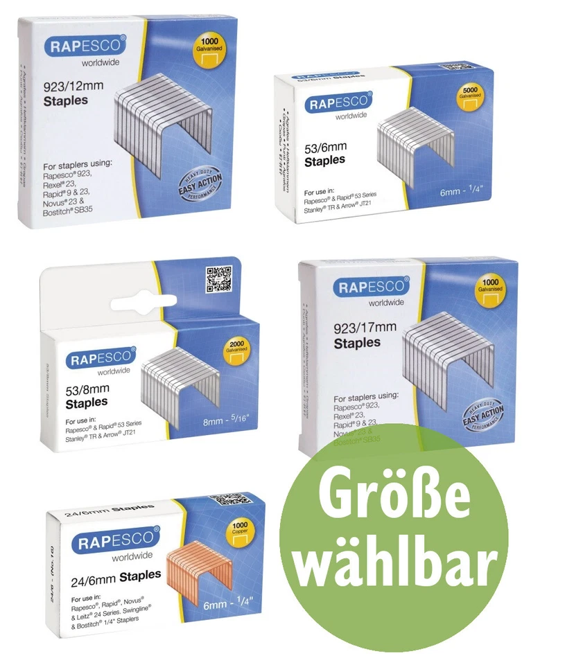 Rapesco Heftklammern Klammern Tackernadeln 53 24/6 No10 26/6 24/8 923 13/6