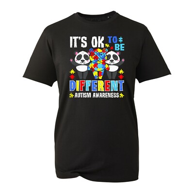 It's Ok To Be Different T-Shirt, Autism Awareness Panda Puzzle Unisex Tee Top