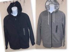 Mens All in Motion Full Zip Fleece Hoodie w/ drawstring BLACK or GRAY 2 pocket