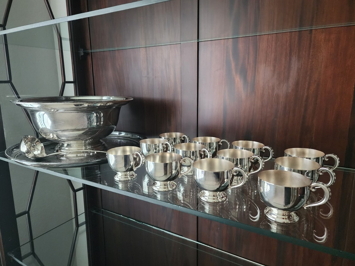 Towle Silver Plate Punch Bowl Set 15 Pc