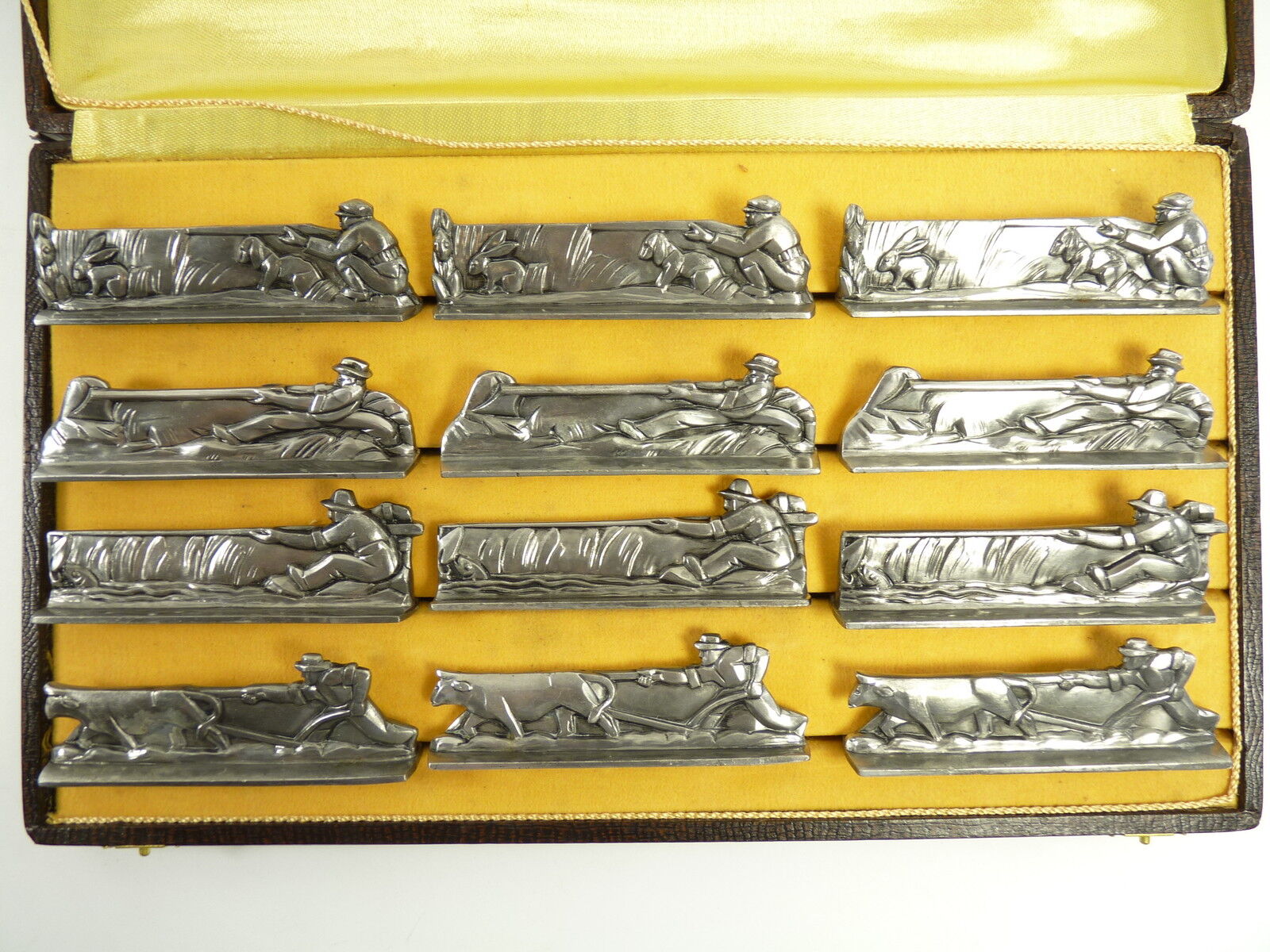FRENCH Silver Plate - Max 89% OFF Art Deco of New color 12 FARMYARD Set KNIFE Scenes