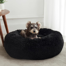 Cozy Calming Donut Bed for Small Dogs and Cats - Fluffy Faux Fur Cuddler
