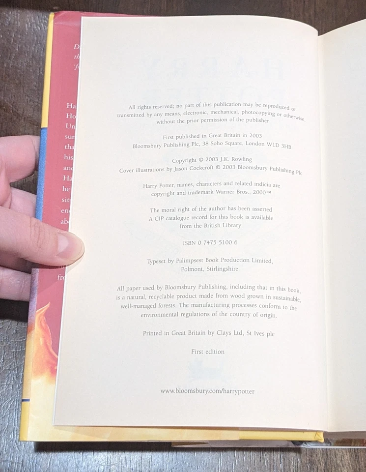 Harry Potter and the Order of the Phoenix 1st Edition UK Bloomsbury Hardback - Image 2 of 4