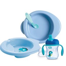 Chicco 6M Blue Feeding Set