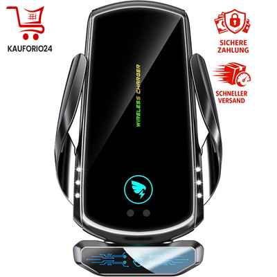 Kabelloses Autoladegerät 15W Qi Schnellladegerät Touchscreen Schwarz 360°