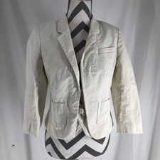 Ann Taylor Loft Women's White Cream Open Front Blazer With Pockets Size 6