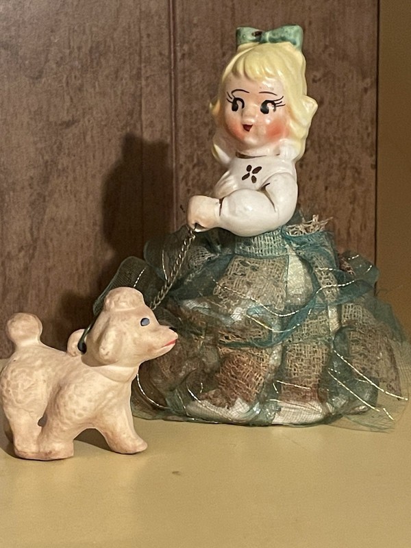 Vintage Little Bo Peep Girl With Poodle Figurine
