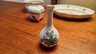 Herend Porzellan Vase Apponyi Vert 7100/AV Grün 70er Jahre NEUWERTIG
