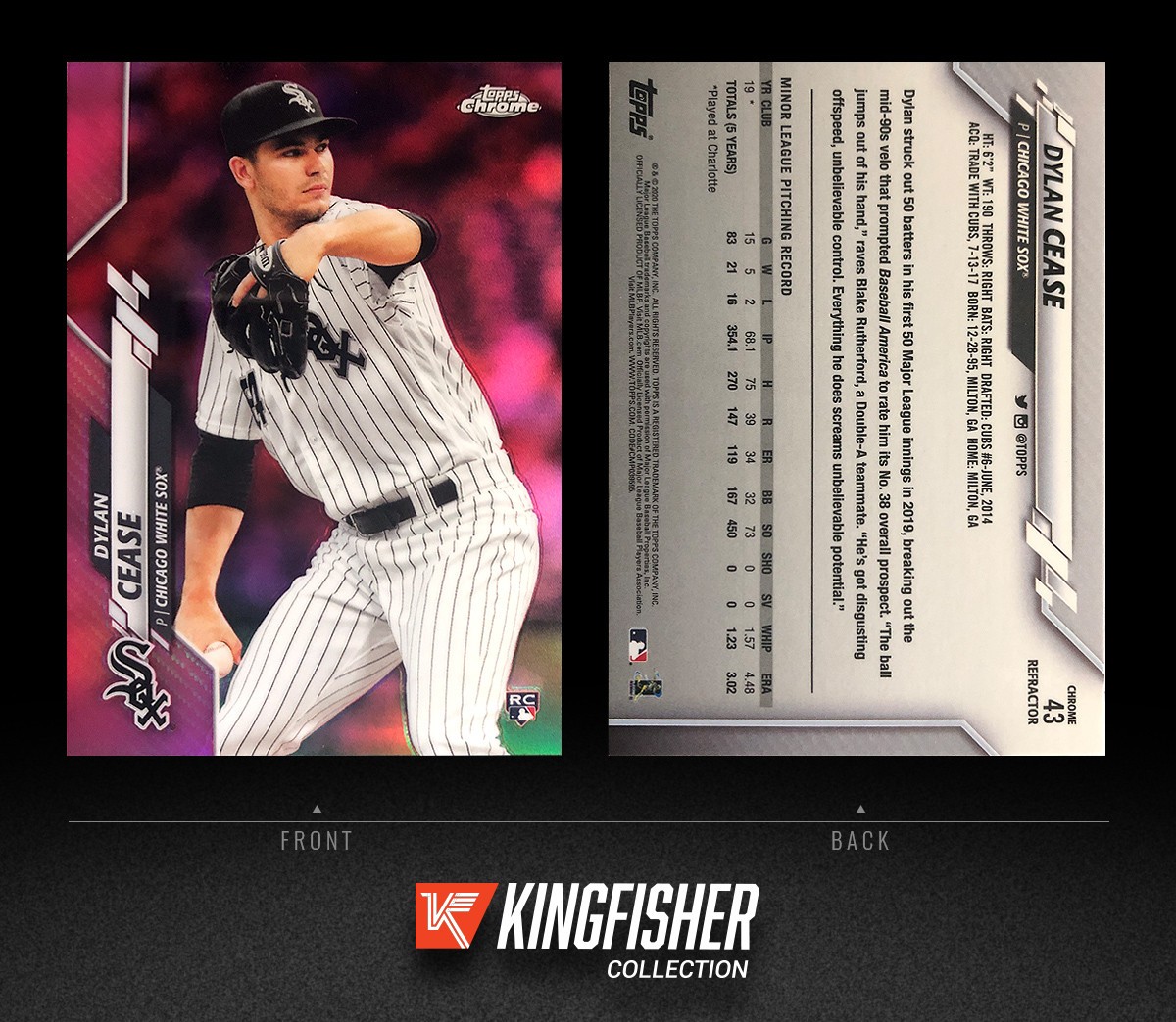 Dylan Cease 2020 Topps Chrome Pink Refractor Rookie RC #43 Chicago White Sox