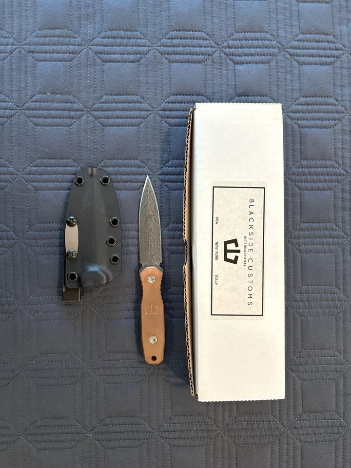 Blackside Customs Phase 7 Dagger - Damascus/Copper Fixed Blade with Sheath - Image 2 of 4