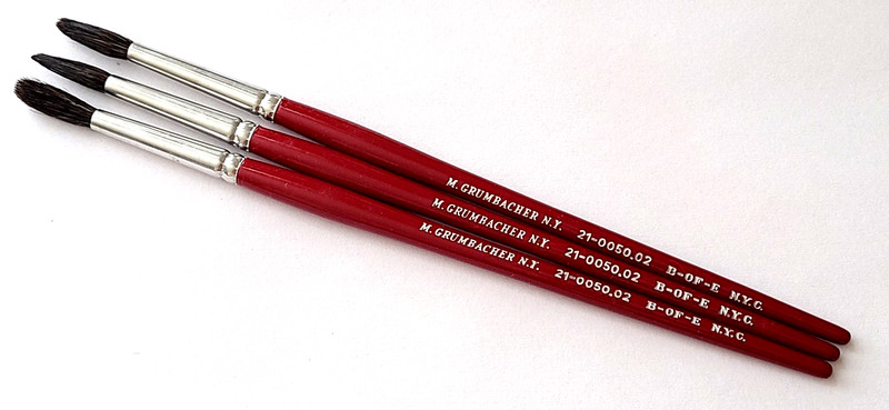 VINTAGE NEW ARTIST PAINT BRUSHES SET OF 3 M.GRUMBACHER B-OF-E N.Y.C