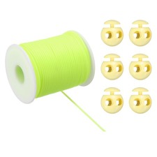 1pcs 54.7 Yard Synthetic Rubber Cord with 6pcs Plastic Cord Locks, Yellow Green