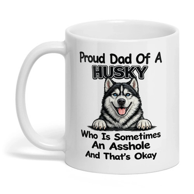 #ad Father#x27;s Day Husky Dad Siberian HuskyHuskiesCupMugsHusky Dad Funny Gift $18.95