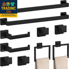 10-Pieces Matte Black Bathroom Accessories Set, 23.6 Inch Bath Towel Bar Set, SU