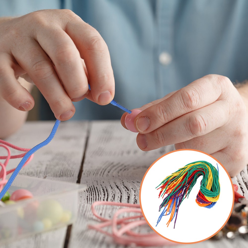 APL 60 Pezzi Corda Perline Colorate Bambini Filo Colorato Lacci Poliestere