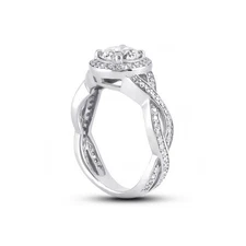 1.15ct H-VS2 Round Earth Mined Certified Diamonds 14k Gold Halo Engagement Ring
