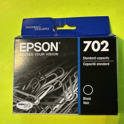Genuine Epson 702 Black Ink Cartridge T702120 Standard Capacity New FREE SHIP