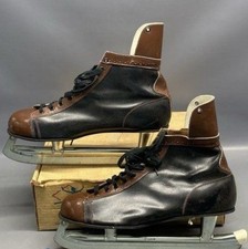 50s 60s Canadian Ringleader Figure Ice Skates Mens Brown Black Size 12 W/ Box