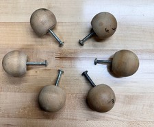 Lot of 6 Round Unfinished Wood Dresser Drawer Cabinet Knobs Pulls w/Hardware