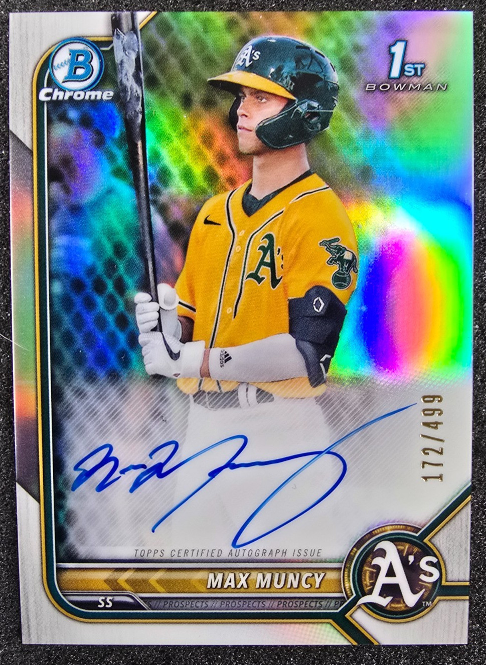 2022 Bowman Chrome 1st Refractor AUTO /499 Max Muncy #CPA-MMU Athletics