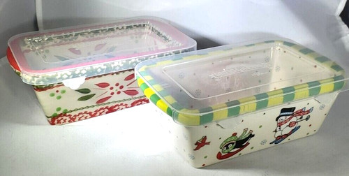 Temptations Holidays and Old World Christmas Mini Loaf Dishes with Lids in Boxes