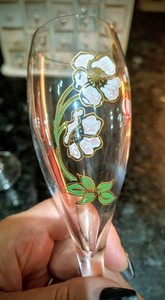vintage Perrier-Jouët Belle Époque hand-painted anemone champagne flute X 3