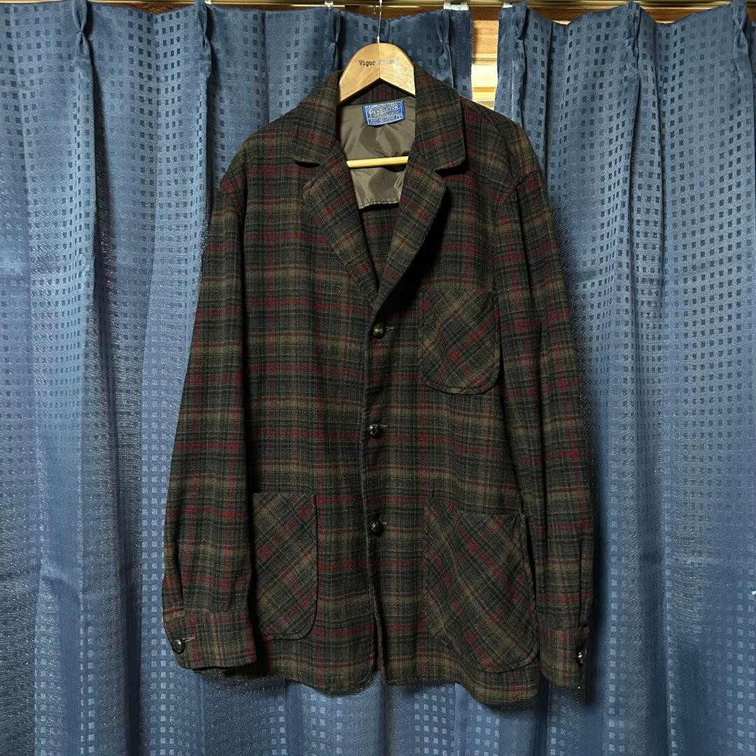 Pendleton Wool Coverall S Check Gray Vintage 90s - image 1