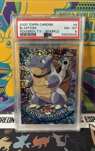 New ListingPSA 8 Blastoise 2000 Topps Chrome Pokemon T.V. Sparkle #9 NM-MT