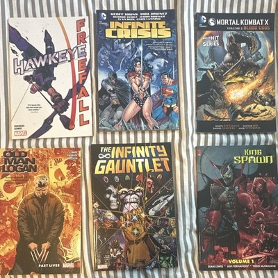Hawkeye, Infinity Gauntlet, Infinite Crisis TPB Mixed Lot Marvel/DC Modern