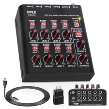 Pyle PMAX8 8-Channel Wireless Bluetooth Mini Line Mixer with Built-in Sound Card