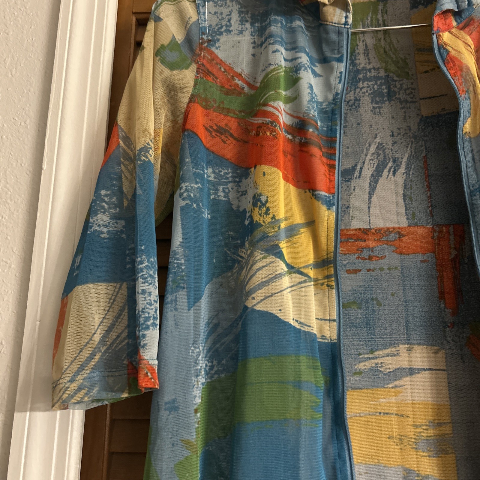 Multiples Jacket Shacket Color Print Zip Front Ar… - image 3