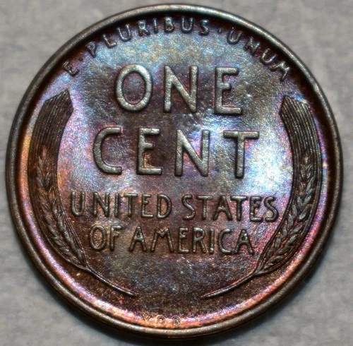 Brilliant Uncirculated 1909-P VDB Lincoln Cent, Beautifully Toned specimen.