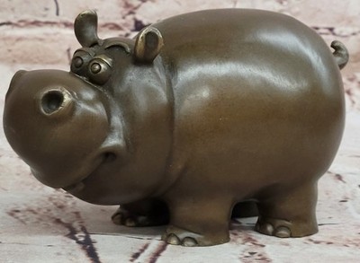 Hand Made Signed Original Milo Hippo Bronze Sculpture Hot Cast Collectible Art