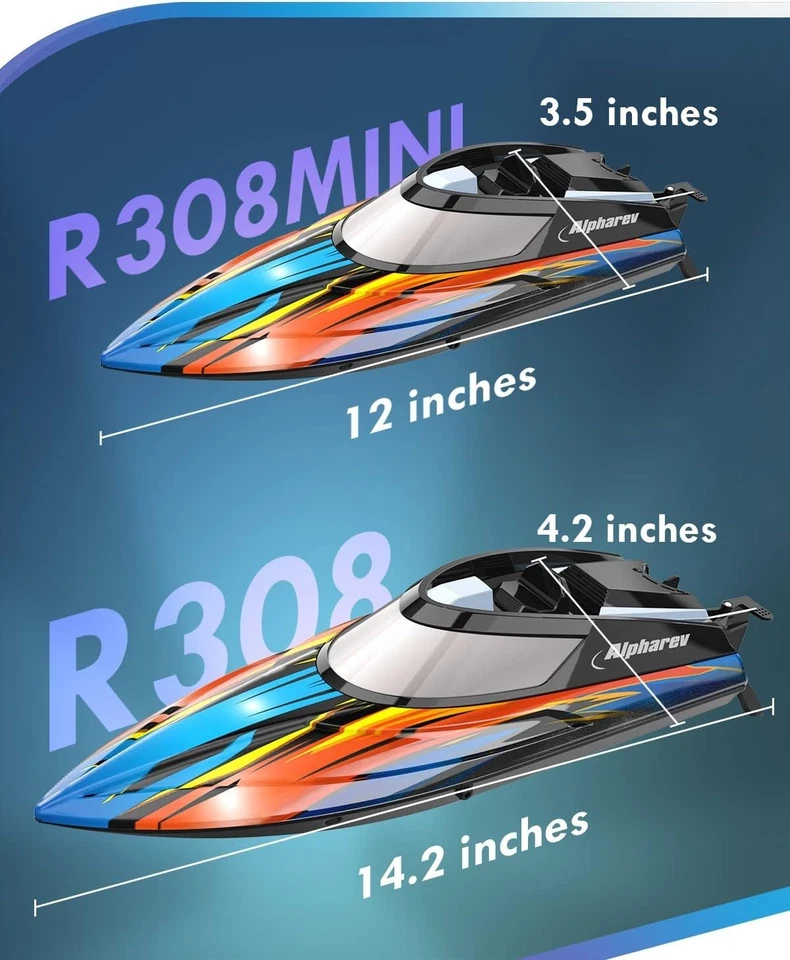 R308 Mini RC Boat Set - 2 Packs for Ultimate Racing with Night Navigation Lights - Image 4 of 4