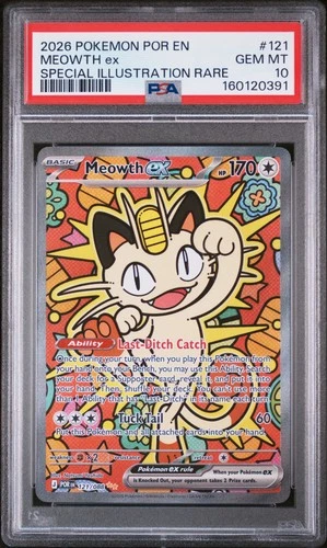 2026 POKEMON PERFECT ORDER SPECIAL ILLUSTRATION RARE #121 MEOWTH EX PSA 10