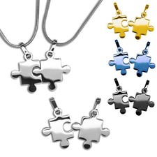 2 Kettenanhänger Puzzle Freundschaft Partner Anhänger mit oder ohne Kette