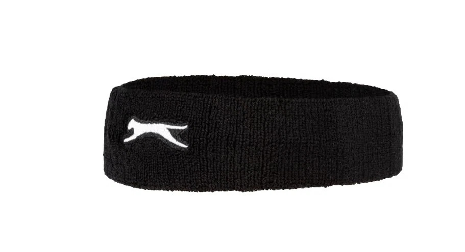 Slazenger Swoosh Bandeau De Transpiration Noir Blanc Stretch Fit - Photo 4/4