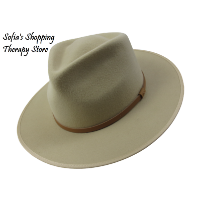 Will + Bear NWT Calloway Cream Wool Hat / Size Large Calloway Cream - Wide Brim Fedora Brown Hat – Will & Bear  main image 4