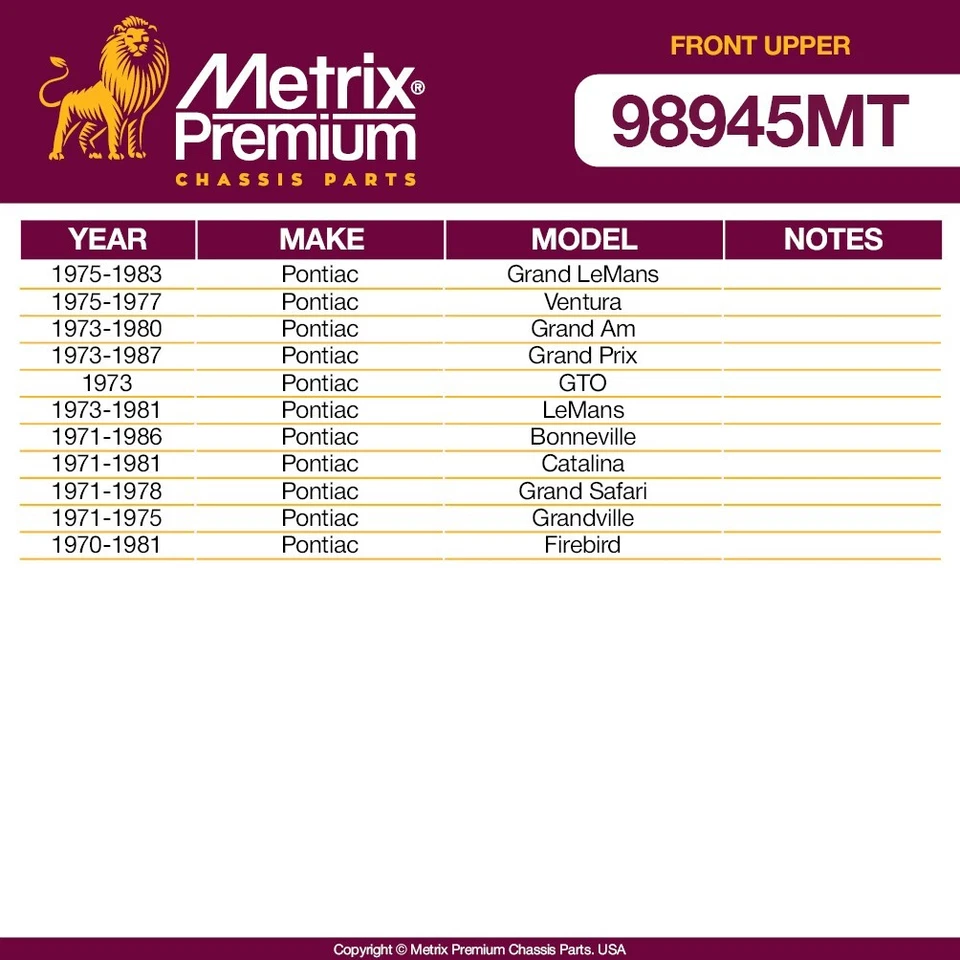 Kit de rótula delantera para chasis comercial Buick Apollo Centurion Century Foto 2 de 4