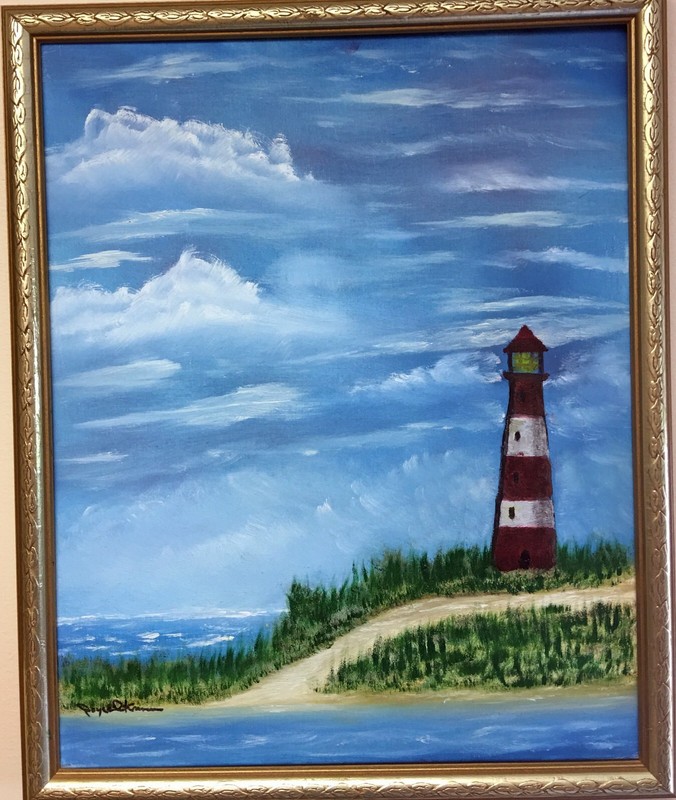 Bob Ross-styled Oil Painting (16 x 20) with frame