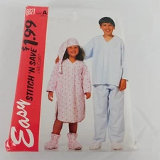 McCalls 6821 Sewing Pattern Child Size XS-S Nightshirt Pajamas Hat Bootees CUT