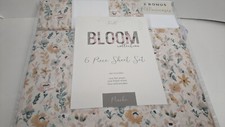 6 pc Bloom Collection Floral Full Sheet Set PRETTY BLOSSOM Peache Mini Flower