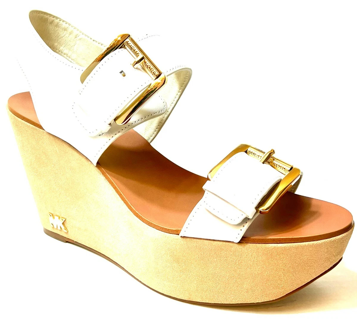 Michael Michael Kors Women s Warren Wedge Sandal Leather Optic White Size 9 M