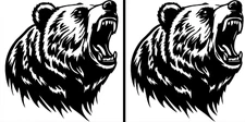 Angry Grizzly Bear Rendering TWO Black Vinyl Decals Car Truck Window Tablet