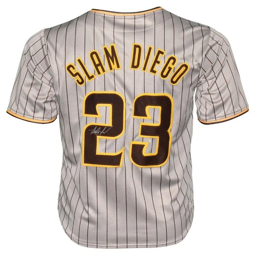 Fernando Tatis Jr Signed San Diego Grey Pinstripe Slam Diego Baseball Jersey (JS